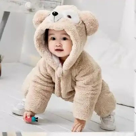 Baby Bear Rompers Light Gray (Size: 4M-30M)