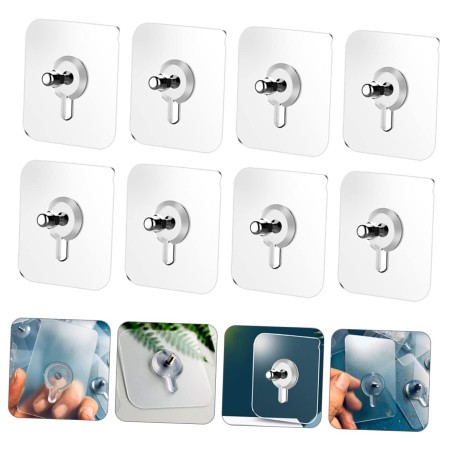 Transparent Hook with Nut | 8 Pieces